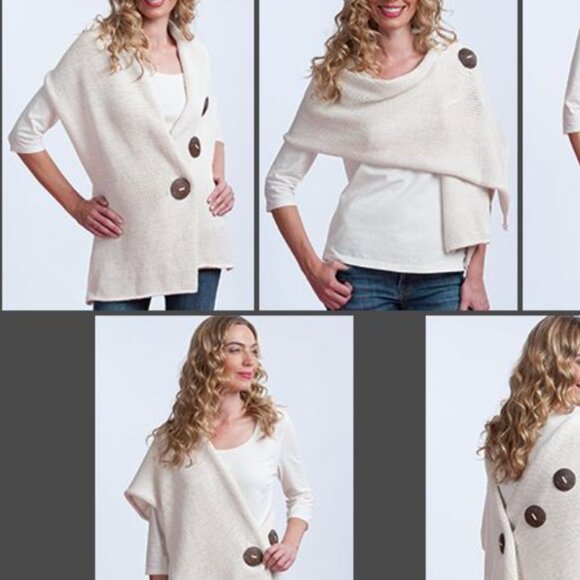 PURE | Original HANDKNIT Button Wrap | Soft 100% Knit Cotton Dark Navy Blue  OS - Picture 4 of 14